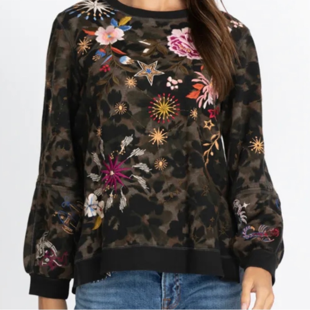 SOLD~$248~Johnny Was Celestin Sweatshirt Sz L